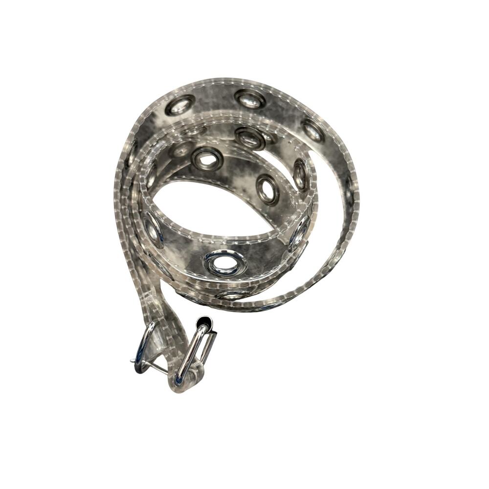 Y2k Clear Grommet Belt Silver Buckle Adjustable‎ Transparent Punk Fashion